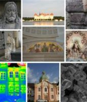 Kacheln mit verschiedenen Denkmalen aus Sachsen und Sachsen-Anhalt